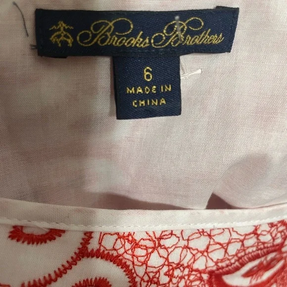 Brooks Brothers Embroidered Red Dress Size 6 Fit And Flare - Picture 6 of 8